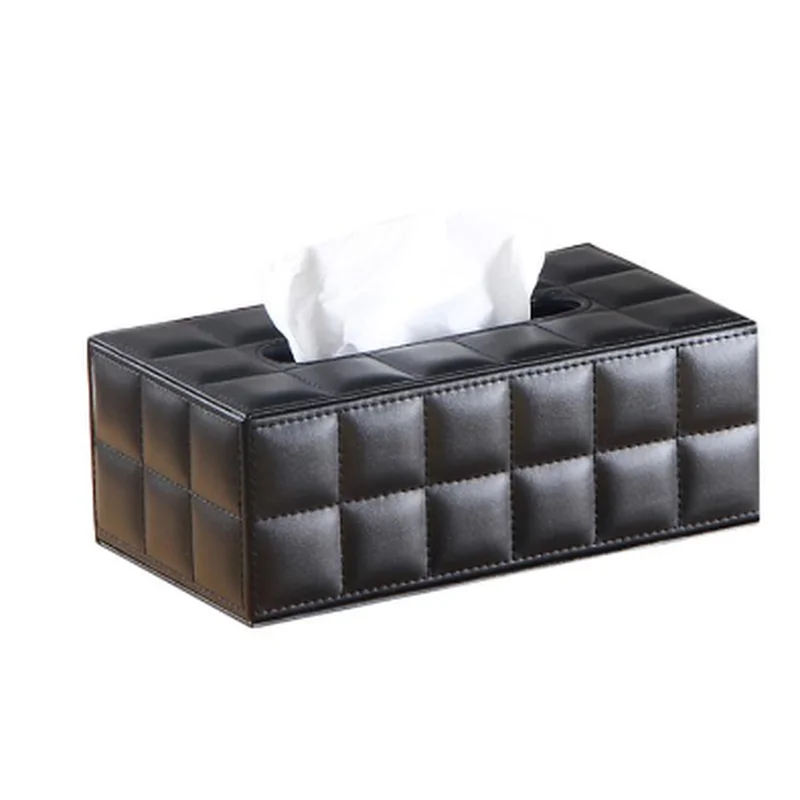 

PU Tissue Box Rectangle Paper Towel Holder Desktop Napkin Storage Container Kitchen Tissue Tray For Home Office WJ814