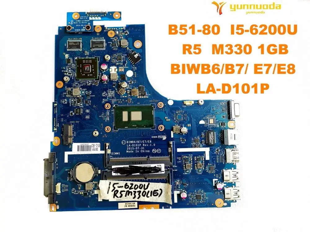 Оригинальный Для Lenovo B51-80 Материнская плата ноутбука I5-6200U R5 M330 1 ГБ BIWB6B7 E7E8 LA-D101P