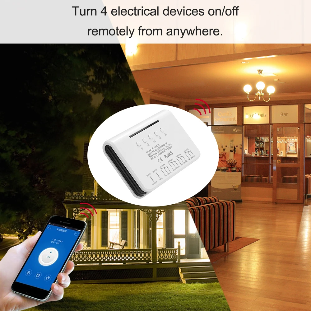 

eWeLink Smart Wifi Switch 4Gang Universal Wireless Light Switch 433MHz RF Remote Wifi Relay Equal to 4CH Pro R2 Ewelink APP