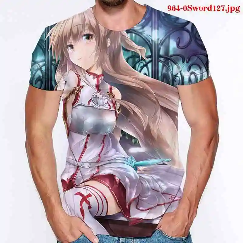 Sword Art Online Мужская футболка 3D с коротким рукавом женская Повседневная круглым