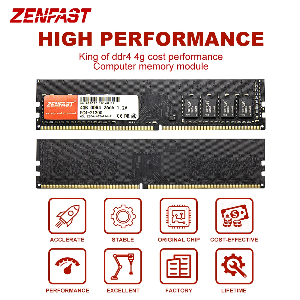 

ZENFAST ddr4 4g Computer RAM 4GB 8GB Memory DDR4 2133 2400 2666Mhz Desktop DDR4 Motherboard pc Memory RAM For Intel and AMD