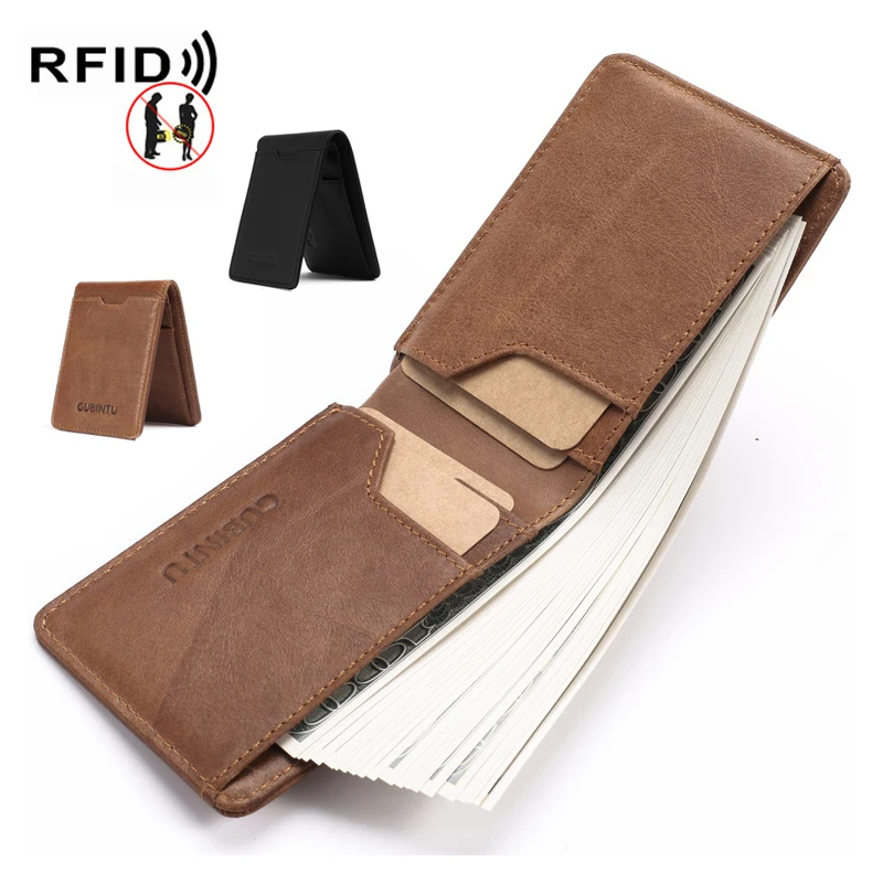 

Мужской винтажный кошелек из натуральной кожи, маленький бумажник двойного сложения в стиле ретро, деловой держатель для кредитных карт, То...