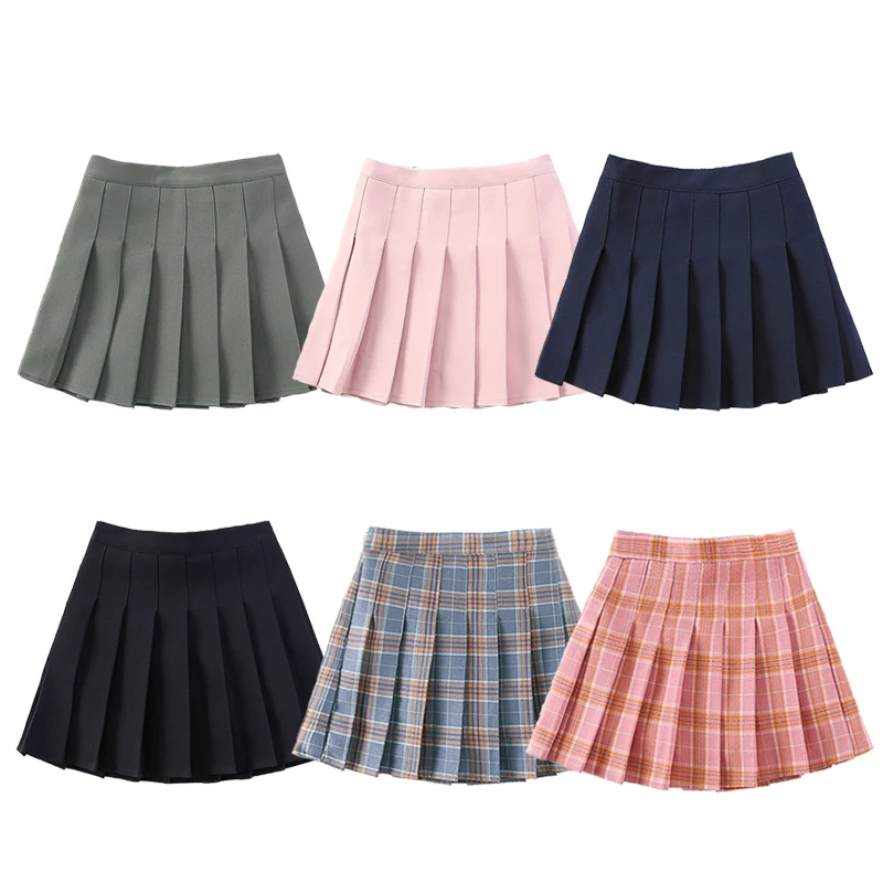 Юбка для девочек с высокой талией юбки-пачки детские розовые и белые клетчатые