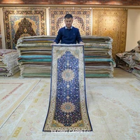 yilong 2x6 tabriz carpet runner blue handmade hand knotted oriental rug runner zqg511a