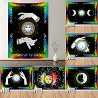 bohemia white black colorful sun moon mandala tapestry wall hanging celestial wall tapestry cloth canvas on the wall home decor