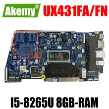 UX431FA/FN Laptop Motherboard For ASUS ZenBook-14 UX431FA UX431FN UX431F Original Mainboard 8GB-RAM I5-8265U GM