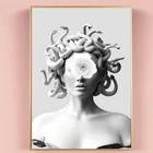 Обложка лица Медузы Холст Картина Vaporwave скульптура плакаты и печать на стене картина домашний декор квадраты без рамки