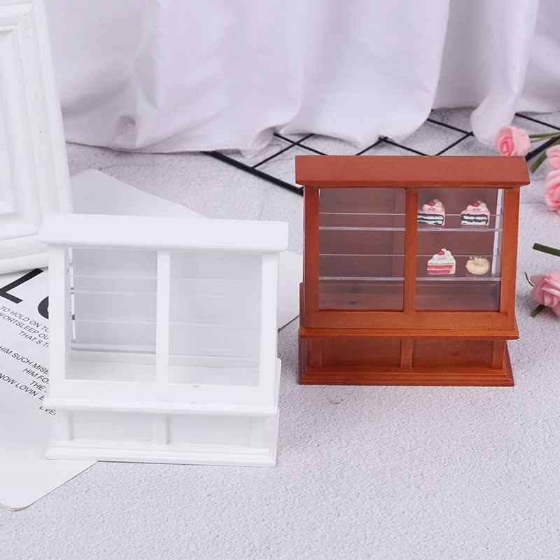 

New 1/12 Dollhouse Mini Cake Cabinet with Sliding Door Model Toy Doll House Decor