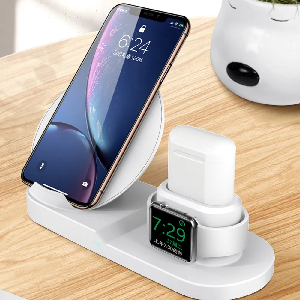 Быстрое зарядное устройство QC 3,0 для iPhone 11 pro iPad EU/US Plug 3 в 1 10 Вт QI быстрое лучшее Беспроводное зарядное устройство Подставка для huawei Xiaomi samsung