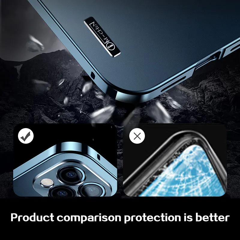 Funda para iphone 13 Pro max Nueva funda de metal para tel&eacute;fono m&oacute;vil, lente todo incluido, antica&iacute;da, cubierta protectora de lujo de gama alta, magn&eacute;tica-3
