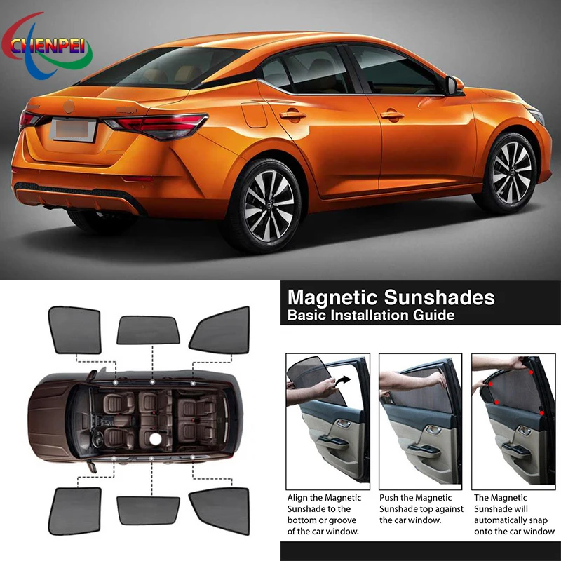 For Nissan Sylphy Car Full Side Windows Magnetic Sun Shade UV Protection Ray Blocking Mesh Visor Car Decoration Accessories