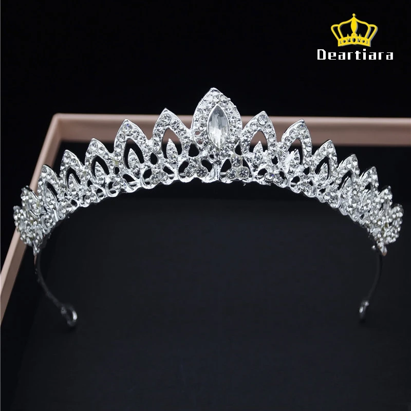 Женская тиара с серебряными кристаллами свадебная корона повязки на голову для