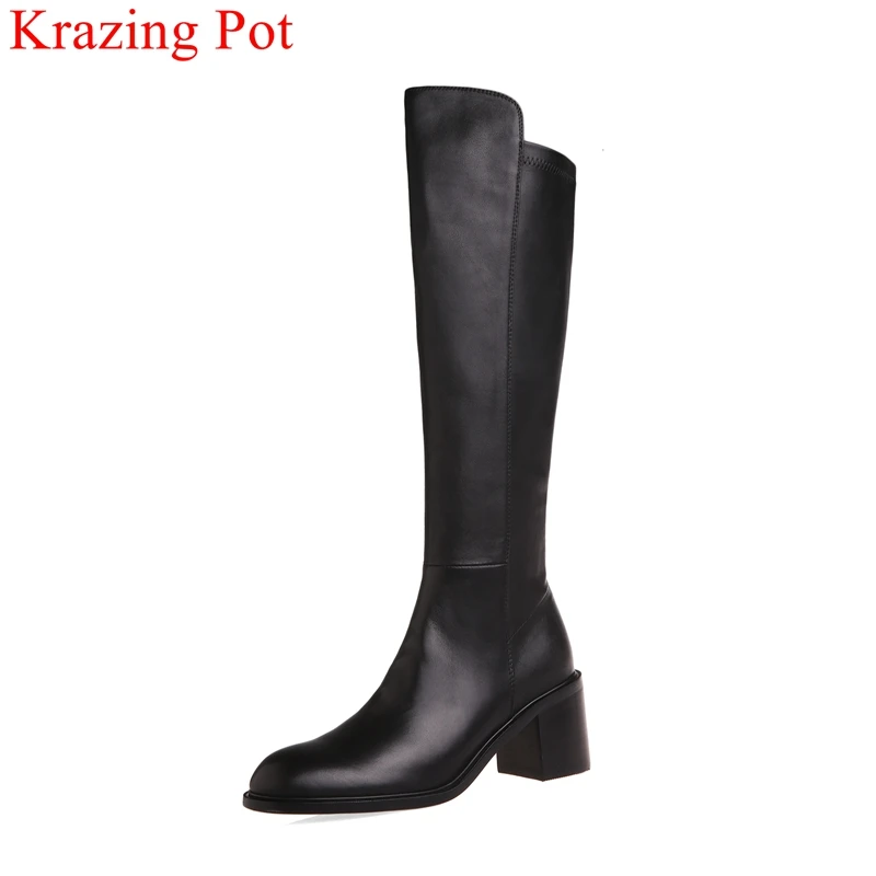 

Lenkisen 2022 высококачественные высокие сапоги до бедра с круглым носком и шитьем, теплая зимняя обувь, однотонные элегантные офисные женские вы...