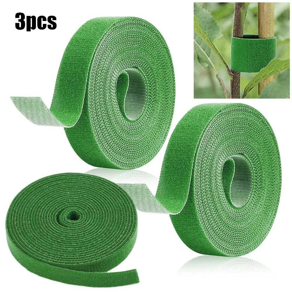 3 Rolls Green Garden Twine Plant Ties Nylon Plant Bandage Garden Hook Loop Bamboo Cane Wrap Support Garden Accessories