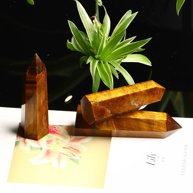 1 шт. натуральный кристалл тигровый глаз шестигранный стержень КРИСТАЛЛ ТОЧКА