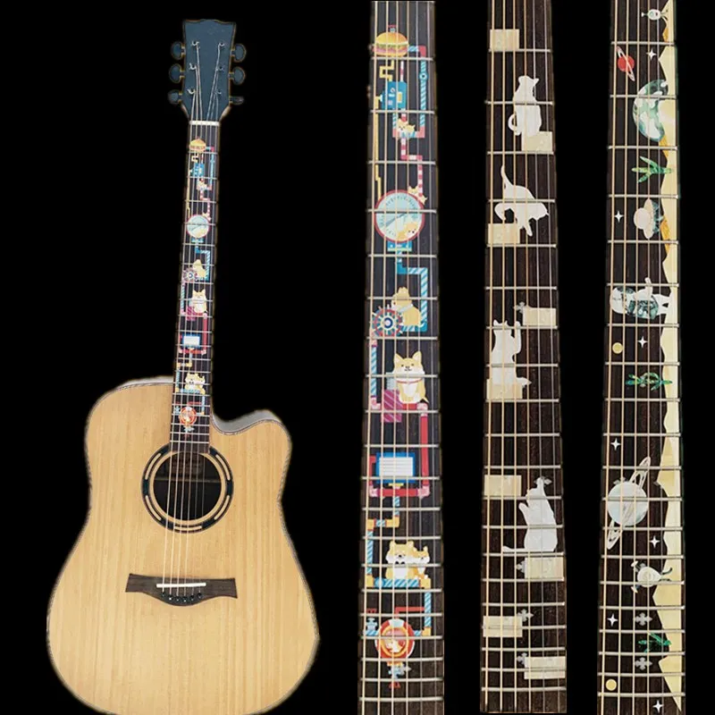 

Animals Cartoon Guitar Fretboard Decals Inlay Sticker Guitar Neck Headstock Guitar Bass Ukulele Thin Sticker Accessories
