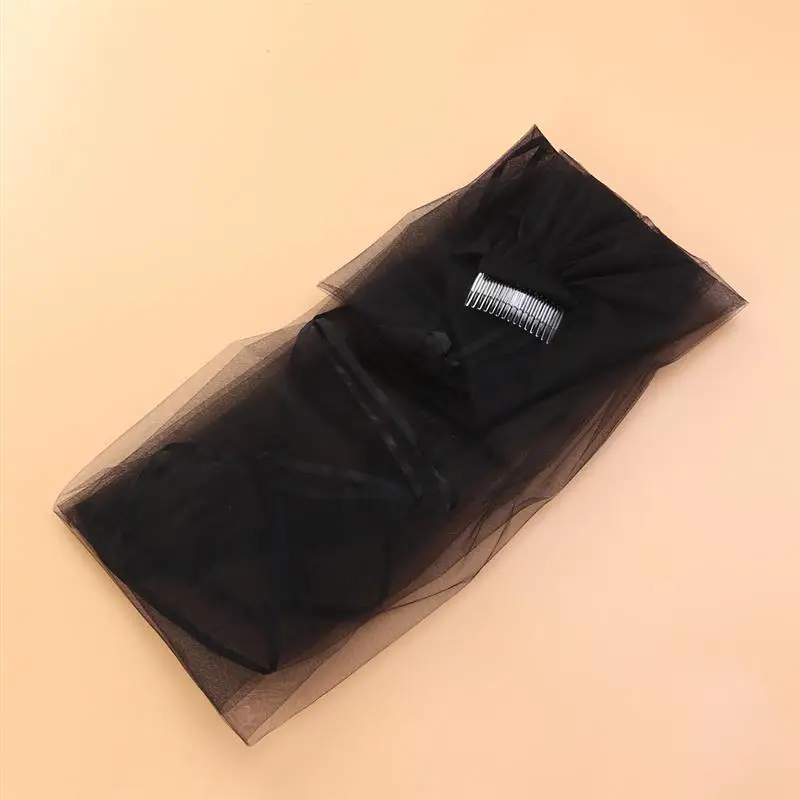 Элегантная черная свадебная фата с ленточным краем Короткая Свадебная Женская