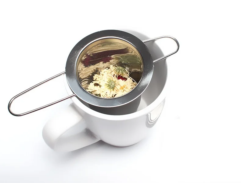 Colador de t&eacute; de acero inoxidable 304 reutilizable, filtro creativo de t&eacute; con mango plegable, WB1104, nuevo, env&iacute;o gratis-4