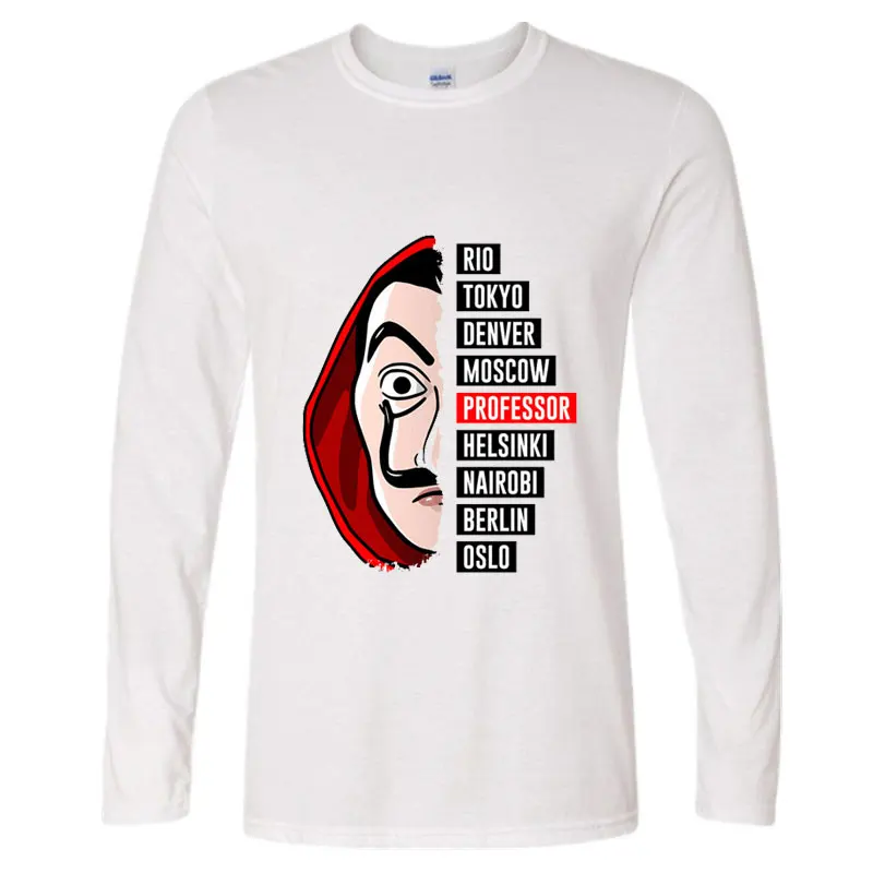 Футболка с длинным рукавом для мужчин смешная футболка дизайном La Casa De Papel