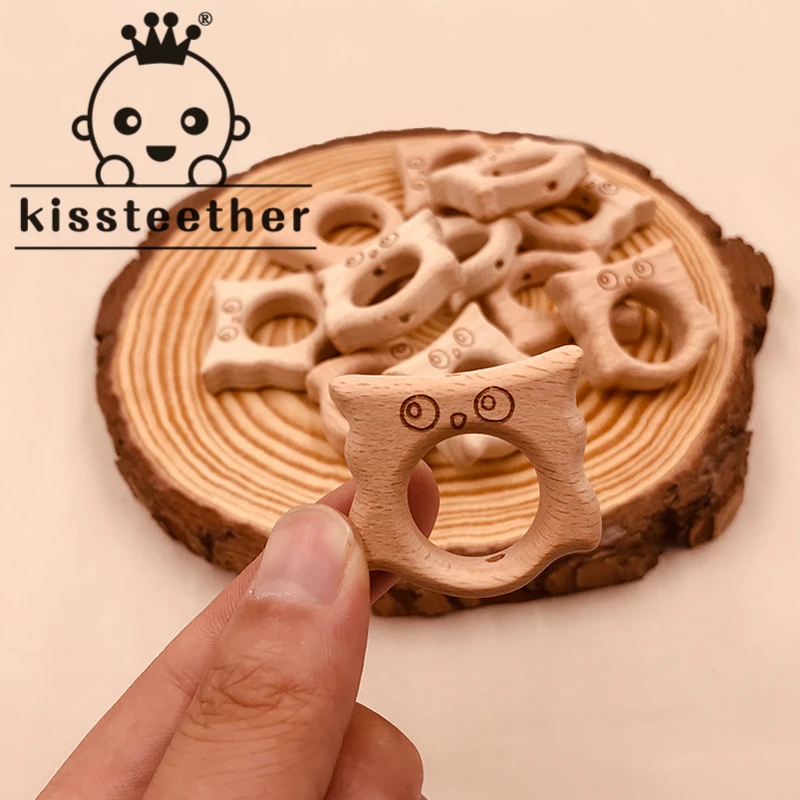 

10 шт., бусины для прорезывания зубов, из бука