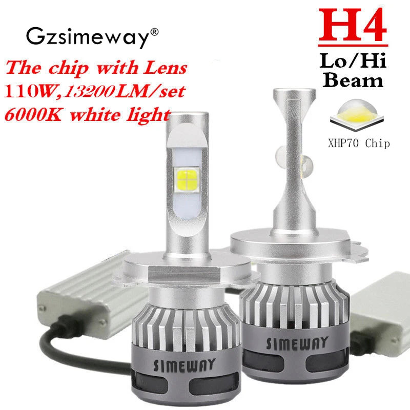 

2PCS car light H4 LED H1 H7 H11 9012 9004 9005 HB3 led headlight bulb XHP70 110W 13200LM auto lamp 9006 HB4 H8 H9 led fog lights