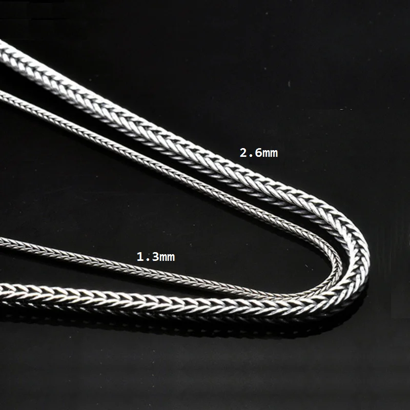 

Pure Silver Weave Necklace 925 Sterling Thai Silver Fox Tail Chain Necklace Men Women Personalized Retro Necklace Male Jewelry