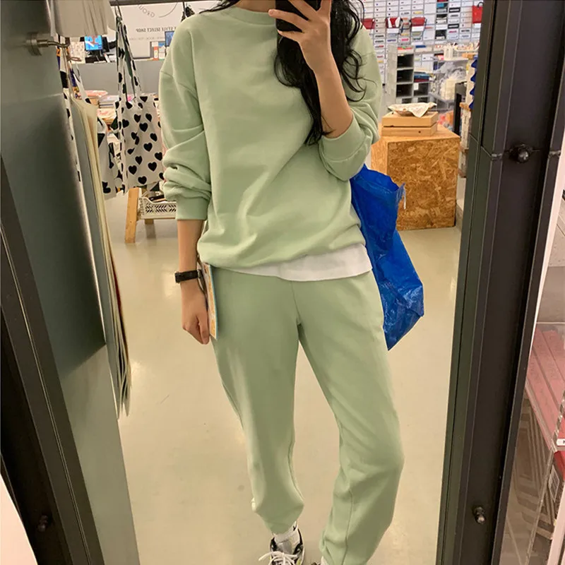 Женский Повседневный Спортивный костюм комплект из двух предметов Свитшот и