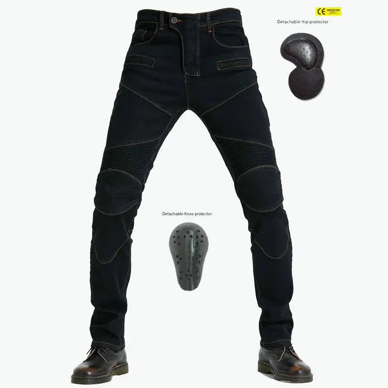 

Mens Motorcycle Racing Cycling Pants Slim Stretch Jeans Locomotive Cotten Trousers Protective Gear Riding Comfortable Breathable