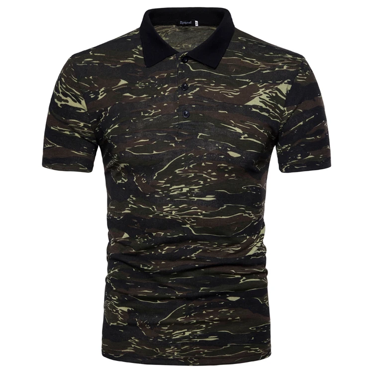 

ZOGAA Summer Casual Men'Polo Shirt Short Sleeve Turn Down Collar Slim Fit Camouflage Polo Shirt for Men Plus Size Military Style
