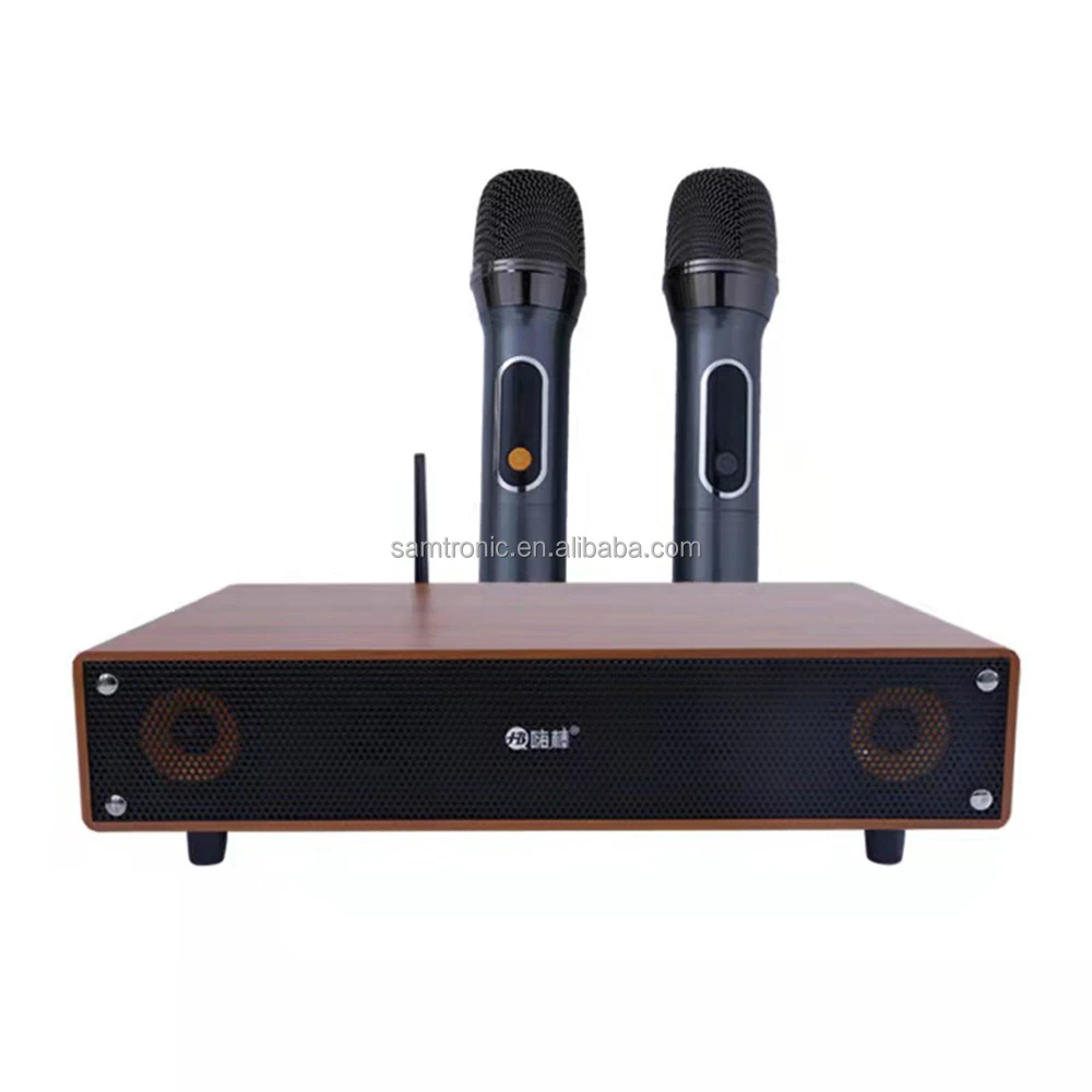 

samtromic Android TV Box PC Home KTV Mini Karaoke Echo Mixer System Digital Soundbar soundbox Singing Machine + 2 Wireless Micr