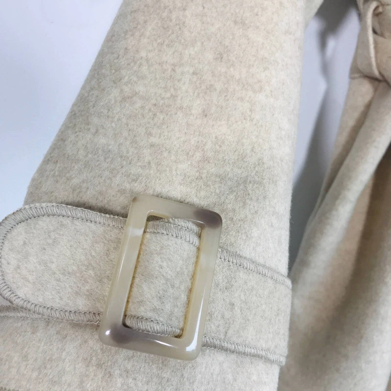 

2020 Autumn Winter Women Woolen Coats Elegant Female Double Breasted Long Warm Cashmere Coat Outwear Oversize Sashes WJ150