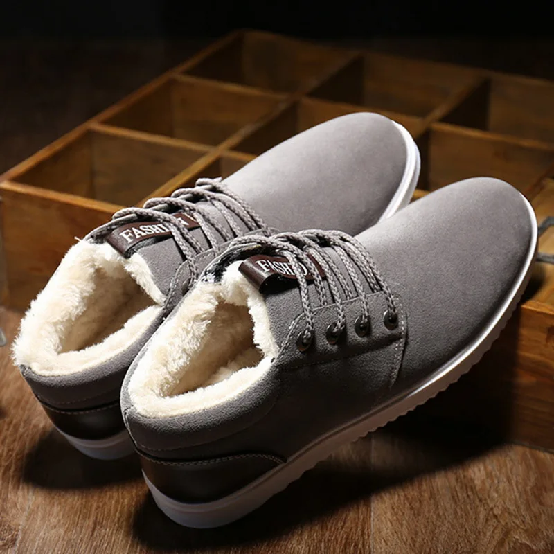 

2020 New Winter Man Shoes Suede Men Ankle Boots Men Snow Boots Round Toe With Fur Keep Warm Men Footwear Lace-Up Casual Shoes