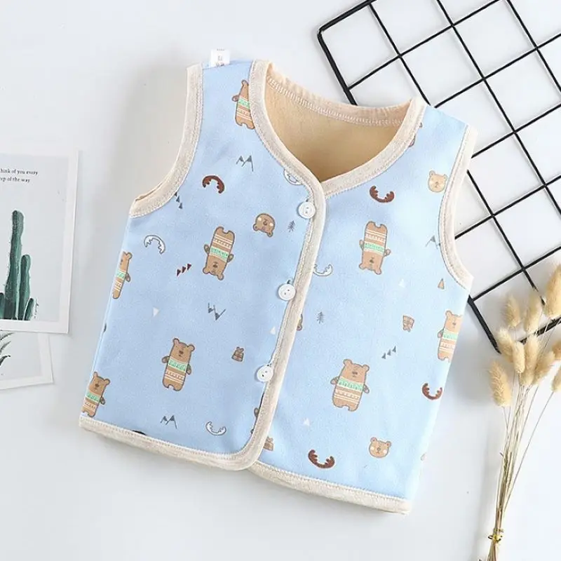 2020 new Toddler Vest Cotton Printed Kids Thick Waistcoats Infant Winter Thick Warm Outerwear Children Baby Boys Girls Clothing