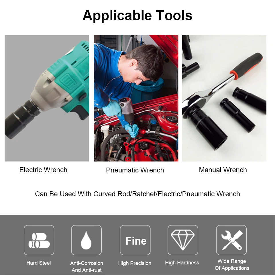 

Electric Wrench Socket 1/2" Air Socket Adapter Pneumatic Socket Wrench Head for Electric Impact Wrench Air Impact Wrench