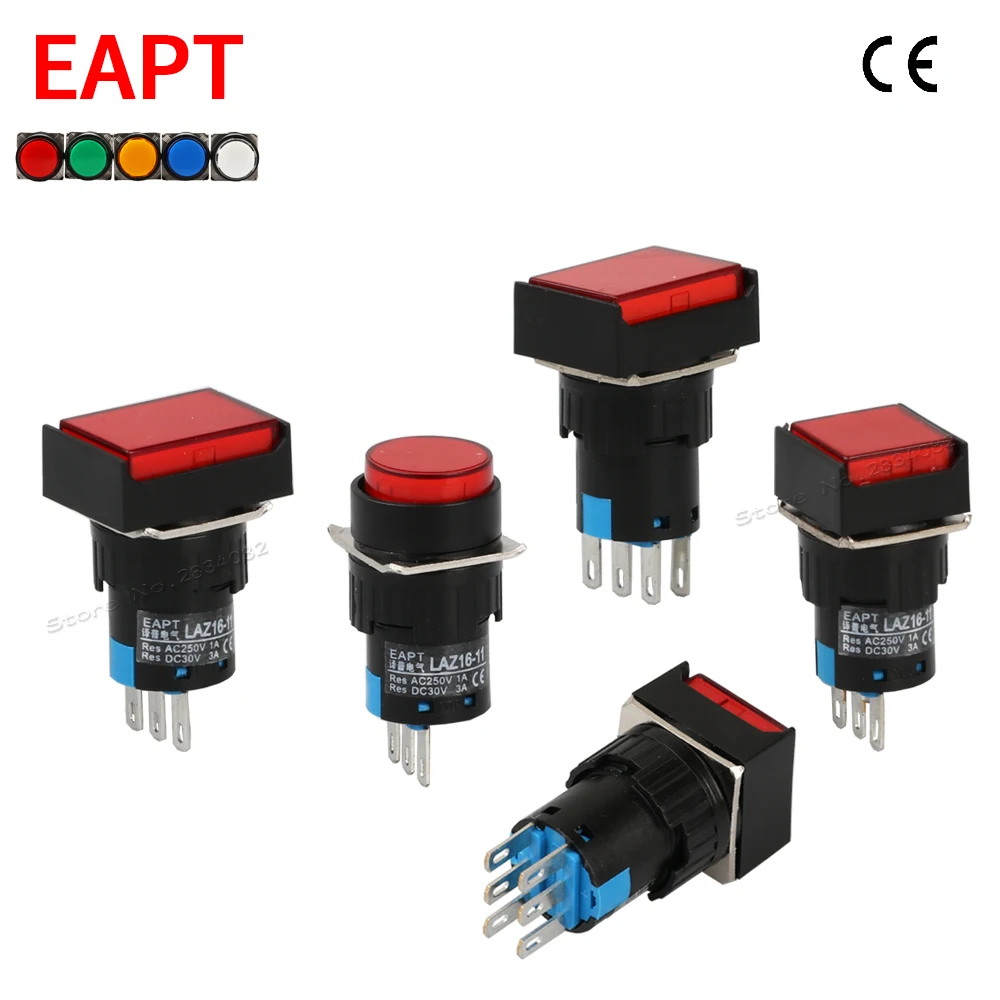 Прямоугольная пусковая кнопка круглая прямоугольная 16 мм 1NO1NC 2NO2NC 3/6Pin
