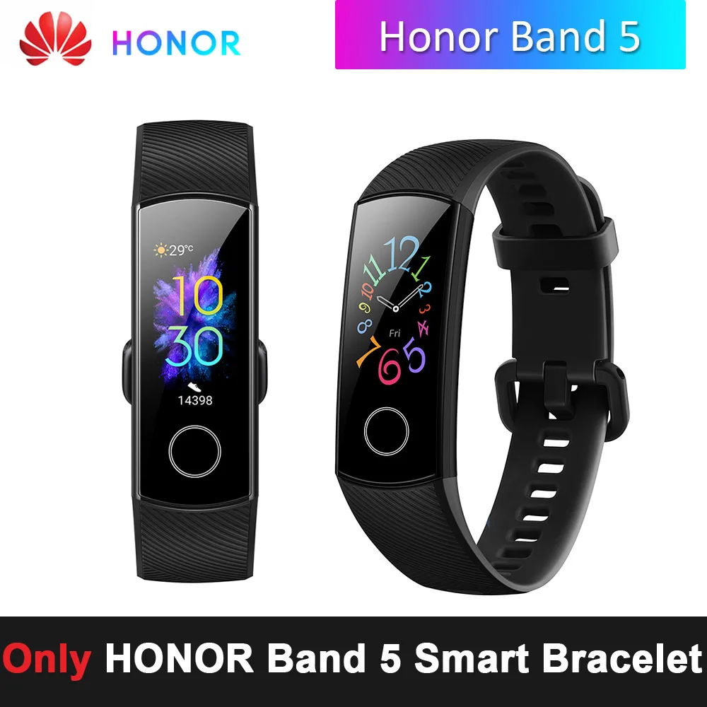 Black Wristwatch HONOR Band 5 фитнес умный Браслет мониторинг сердечного ритма 5 АТМ водонепроницаемый плавающий Bluetooth 4,2 смарт часы наручные часы - Цвет: Black Wristwatch