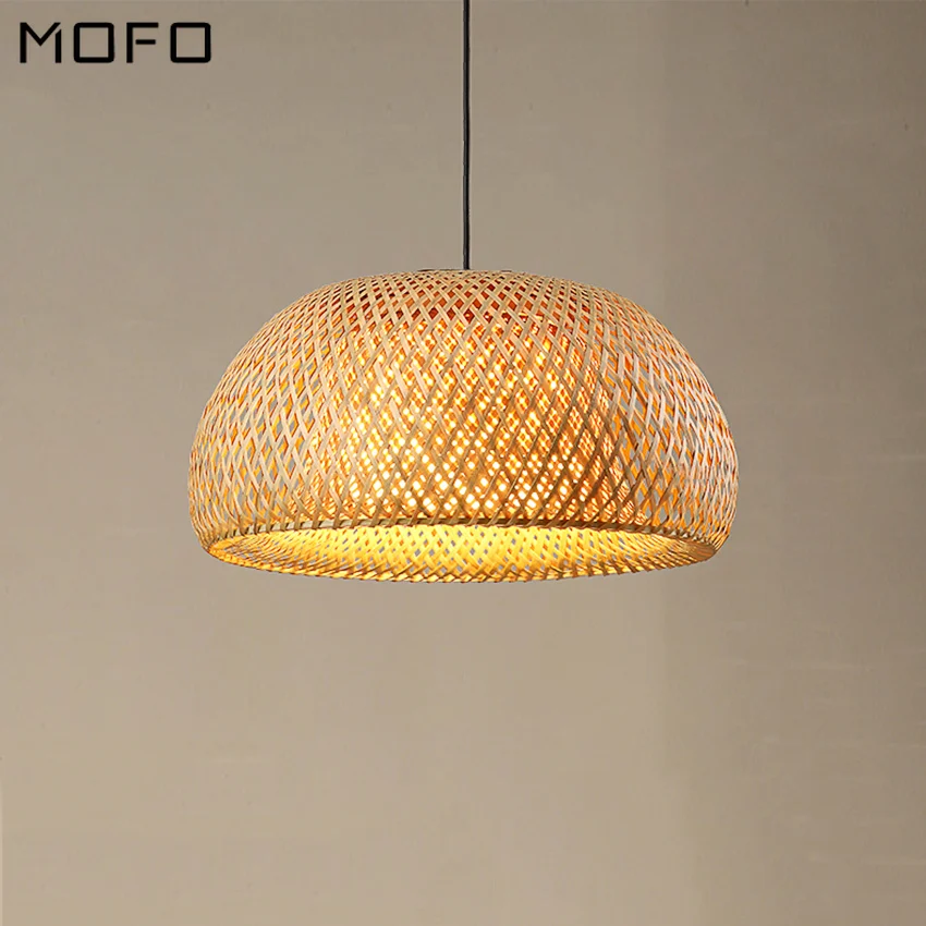 Японский бамбуковый светодиодный подвесной светильник ручной вязки бамбуковая