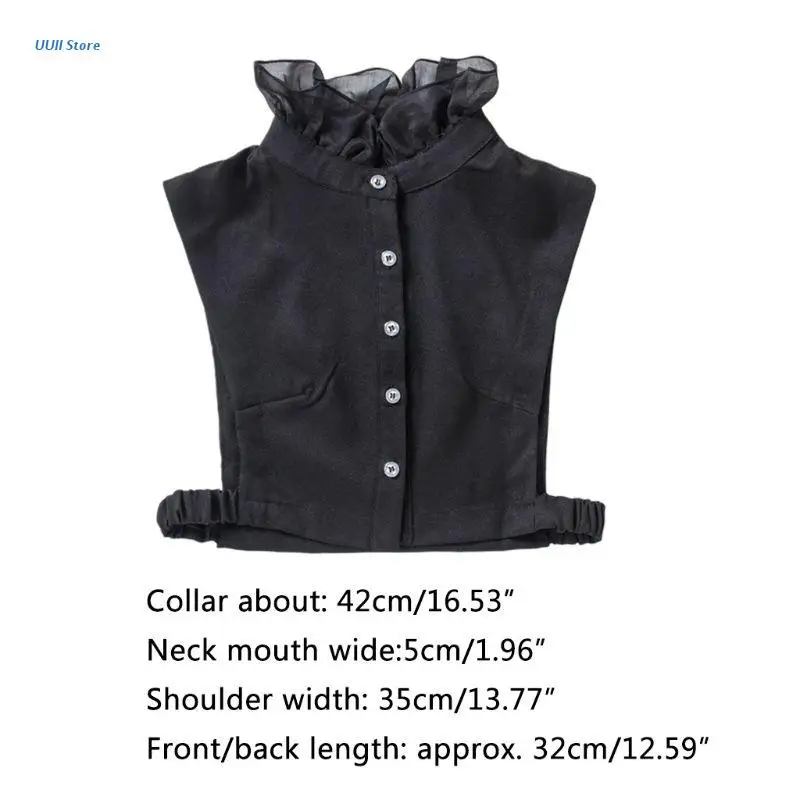 

Sweet Agaric Ruffles Fake Stand Collar Female Girls High Neck Solid Color Winter Autumn Chiffon Detachable Half Shirt