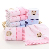 10pcs baby cartoon bear soft towel high quality cotton baby printing washcloth handkerchief kids feeding wipe cloth towel mf