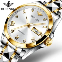 oupinke men automatic mechanical watch top movement sapphire mirror men automatic tungsten steel strap classic luxury watches