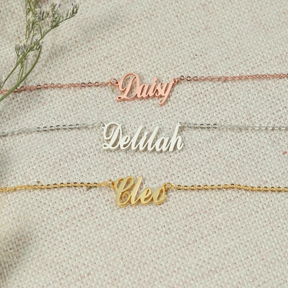 

Personalized Bridesmaids Name Necklace Custom Necklace Dainty Pendant Wedding Jewelry Bridesmaid,Birhday,Christmas Gift For Her