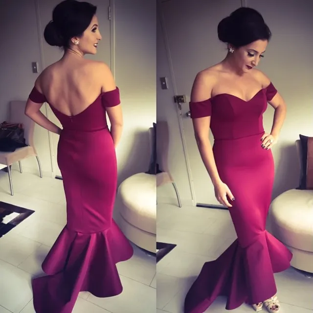 Элегантное Длинное с силуэтом &quotРусалка&quot цвета Бургунди вечернее платье 2019