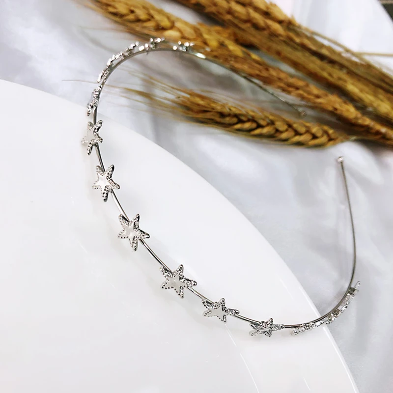 Женская повязка на голову с пентаграммой серебряного цвета | Украшения и