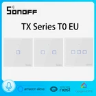 Умный светильник ключатель света Sonoff T0 EU 123C, настенный выключатель Wi-Fiдистанционное управление через приложение 86, совместим с голосовым управлением Alexa и Google Home