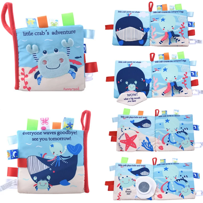 

IKAUOIE Animal Three-Dimensional Cloth Book Early Education Tear-Off Bad Cloth Book Tag Rattle Toy Hot Sale New Arrivals