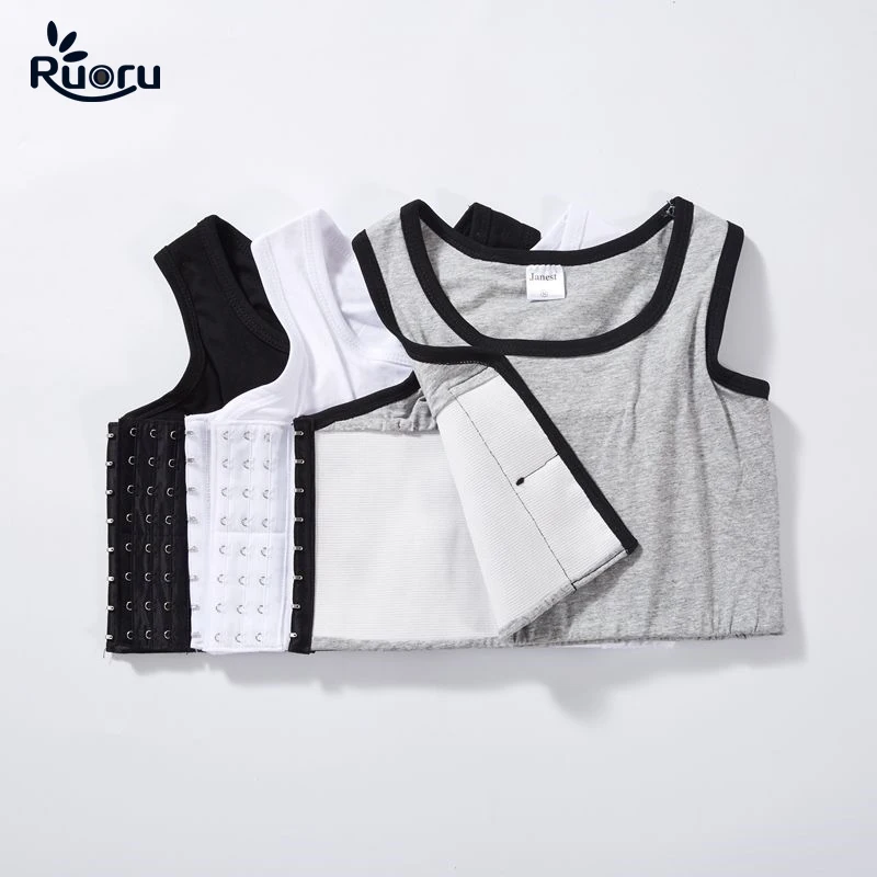 

Ruoru S-6XL Strengthen Bandage Cotton Short Corset Tomboy Lesbian Tank Tops Chest Shaper Breast Binder Trans Shirt Underwear