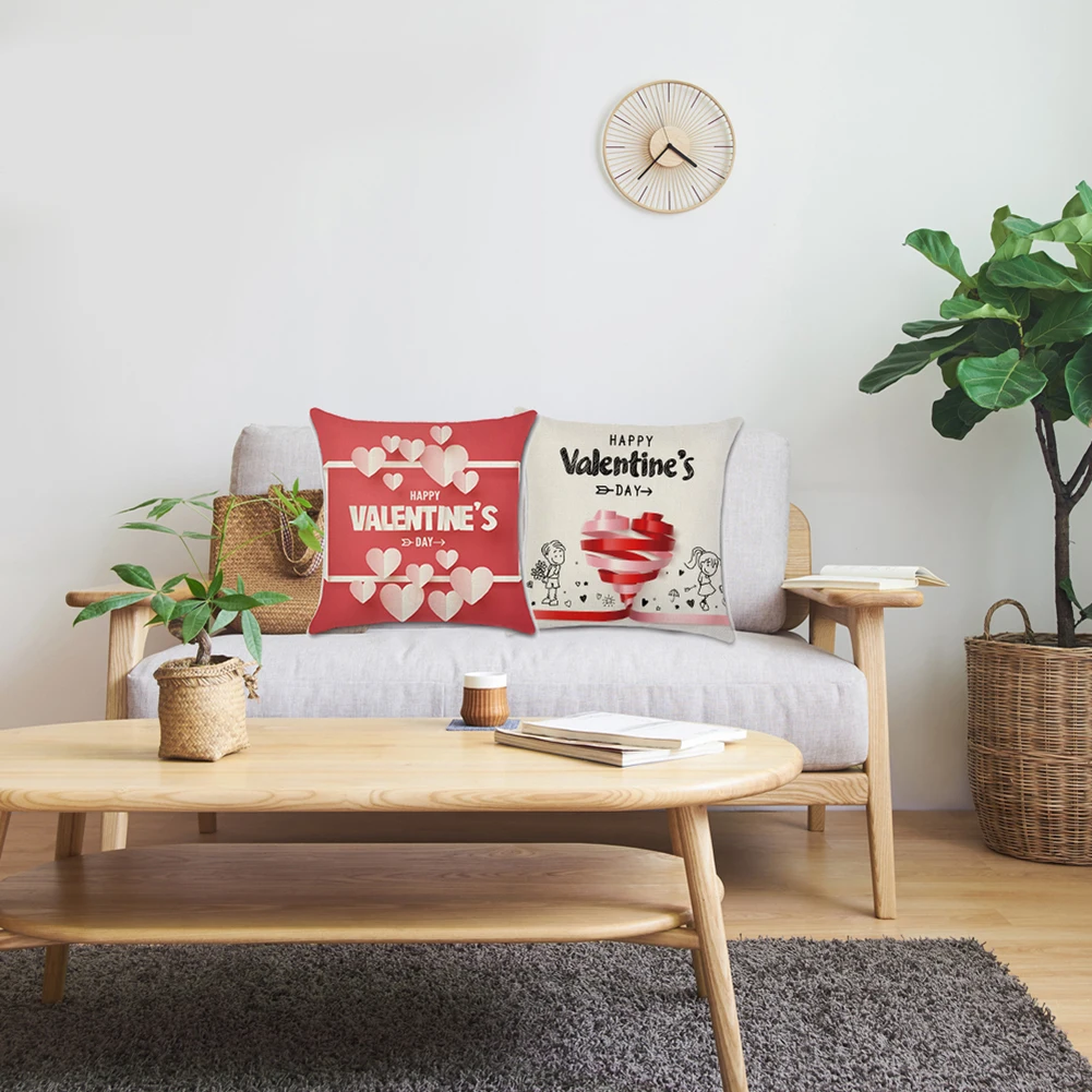 

4pcs Valentine's Day Pillow Covers Balloon Series Red Heart Love Pillow Covers Decorative Linen Square Throw Pillow