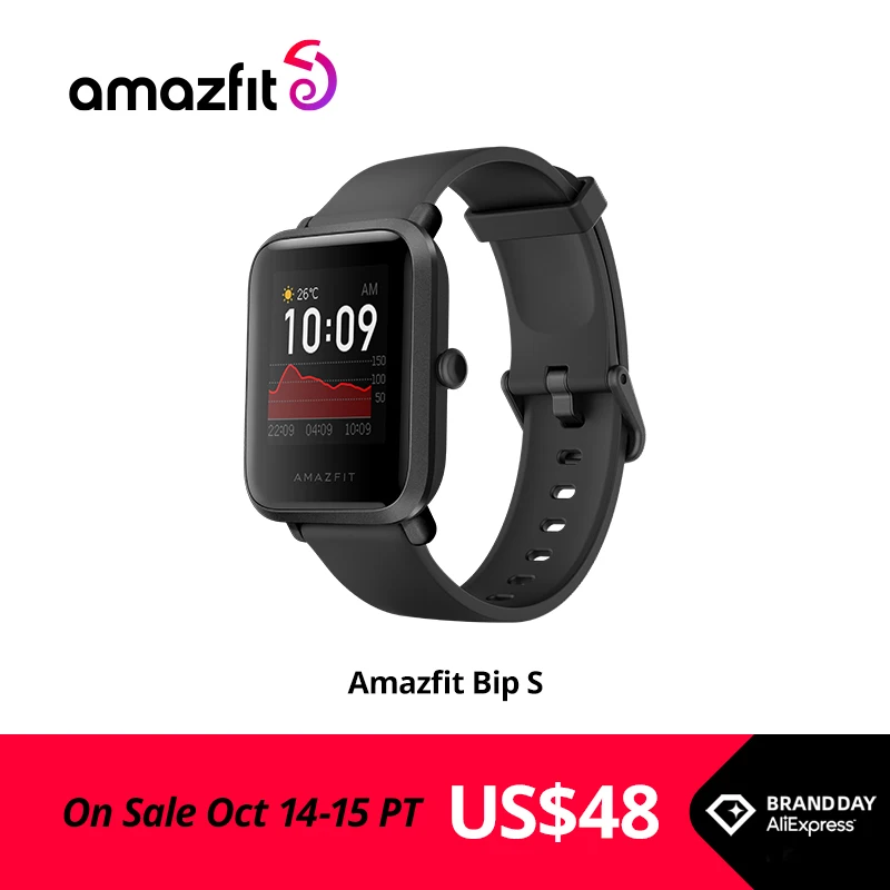  Умные часы Amazfit Bip S, водонепроницаемые (5 атм), встроенный GPS, GLONASS 