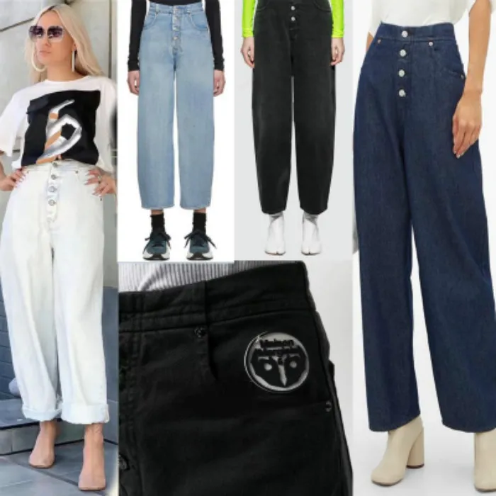 2020 Women's Button Washed High Waisted Ankle-length Pants Wide Leg Straight Jeans Female Pant Fashion Classsic M6