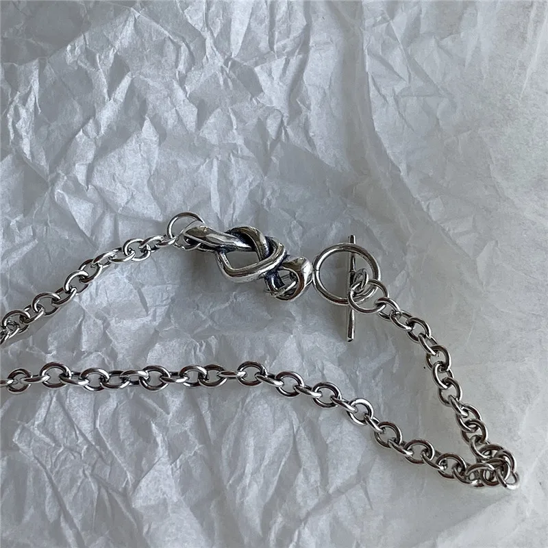 

POFUNUO Real 925 Sterling Silver Women Simple Minimalist Knotting Design Bracelets Retro Niche OT Buckle Bracelets Fine Jewelry